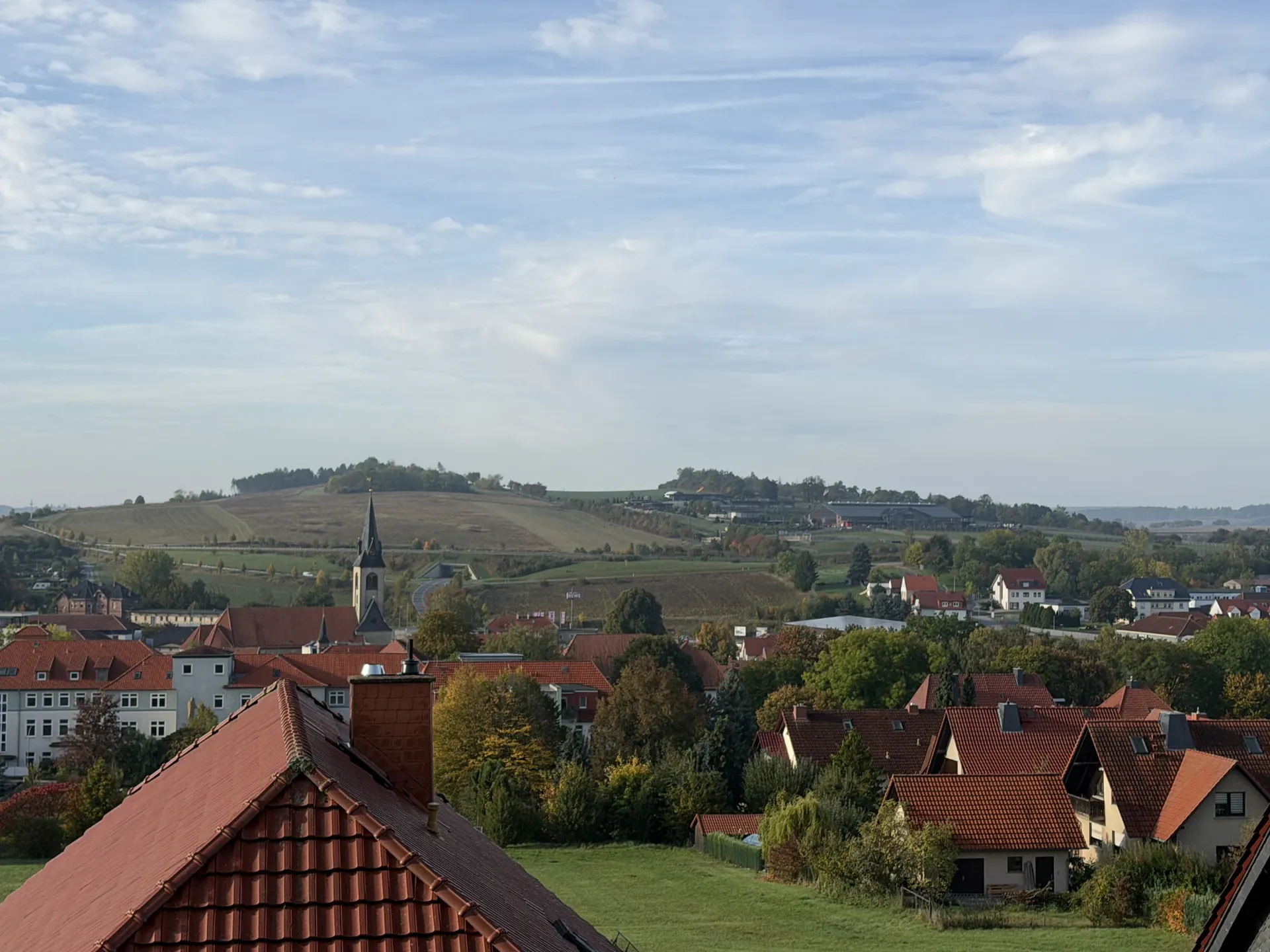 Blick von der Ferienwohnung über Worbis im Eichsfeld